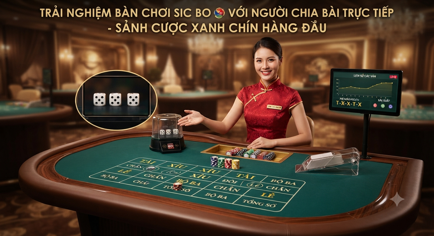 bàn chơi sic bo với người chia bài trực tiếp
